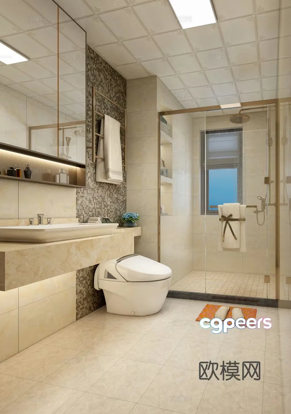Modern bathroom smart toilet 3d model