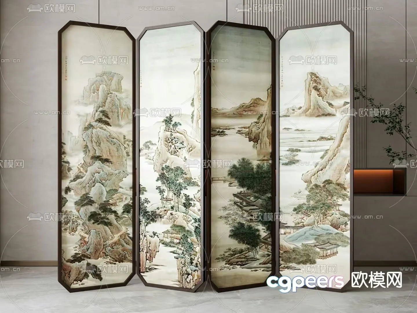Four-Panel Screen 3D Model – 2212 – VRAY Render