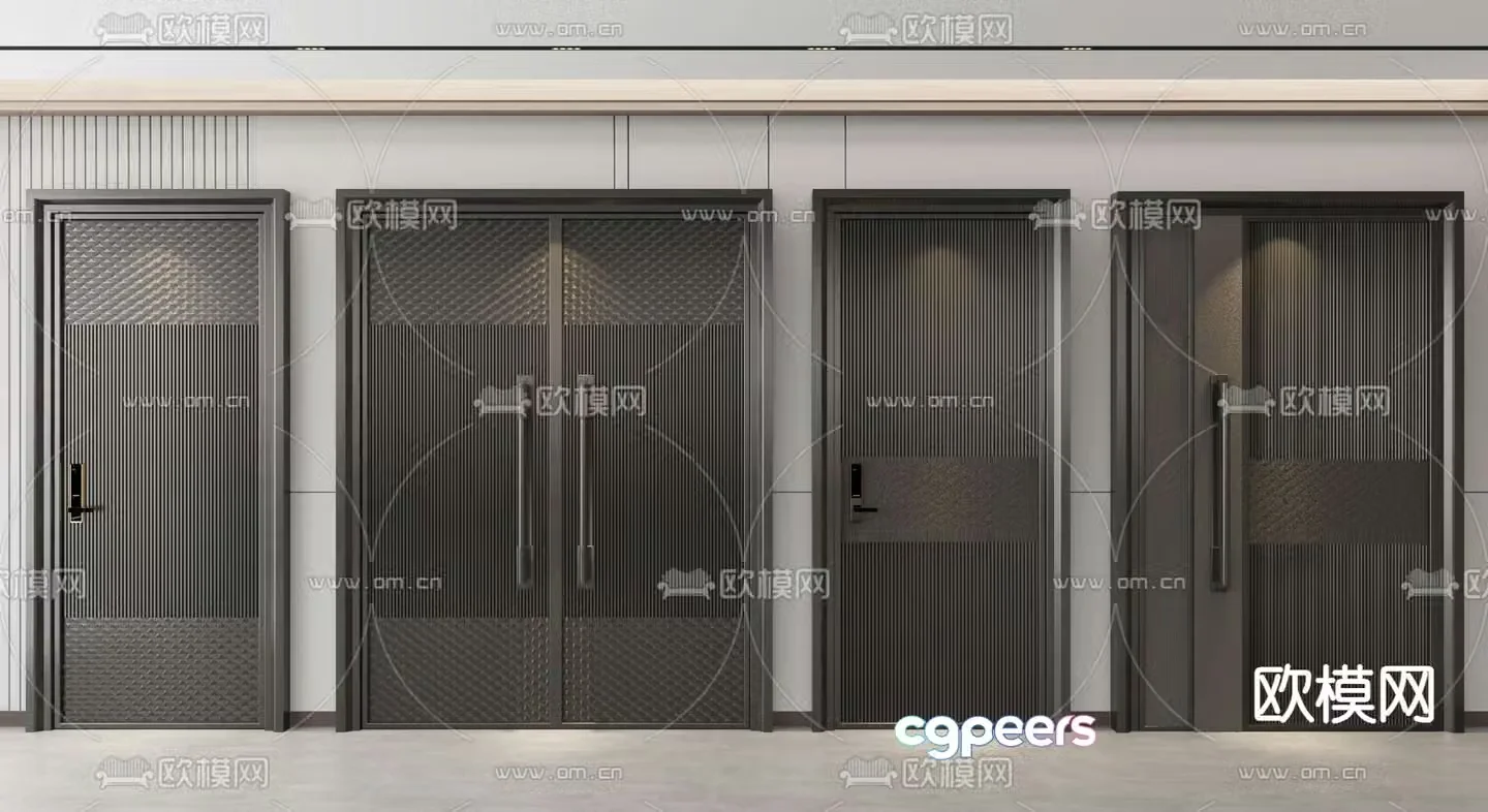Chinese double-opening door entrance door single-opening 3D model