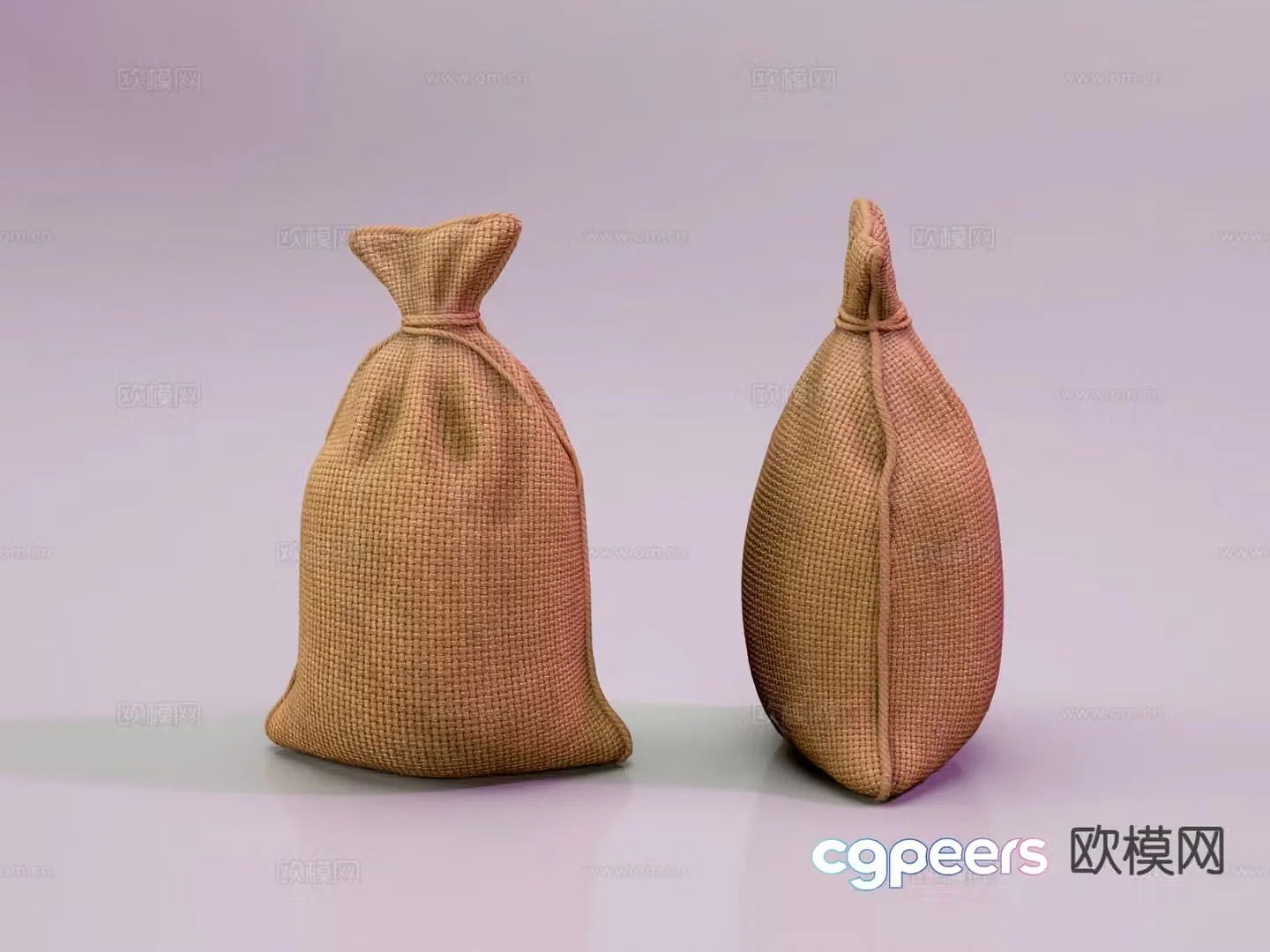 Burlap bag cloth bag hemp rope strap burlap bag drawstring bag sack 3d model