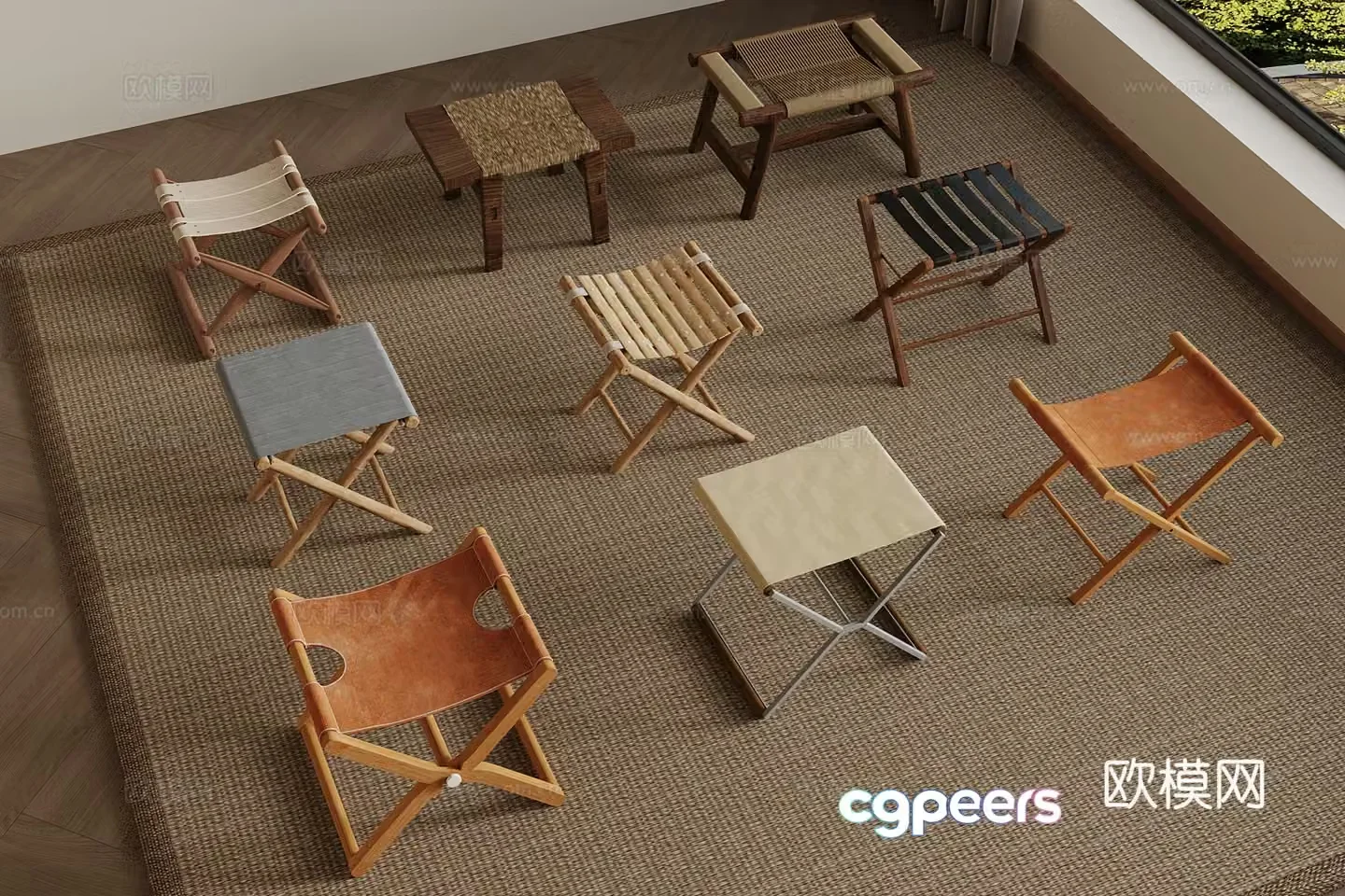 Modern stool Mastoon rattan stool 3d model