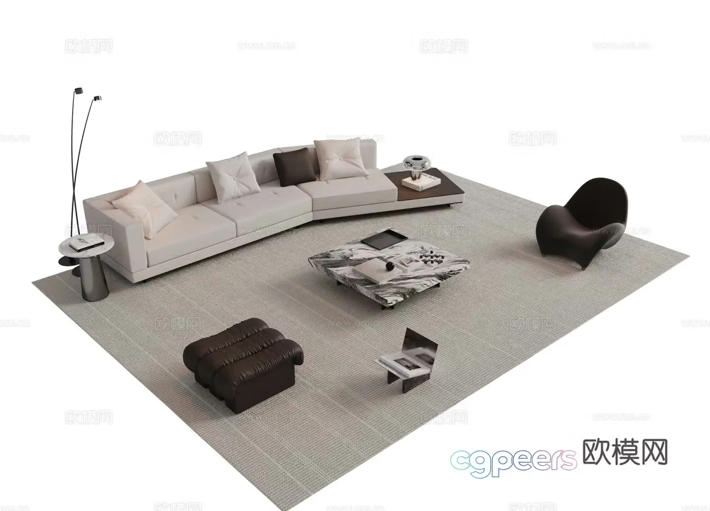 Italian sofa coffee table modular sofa 3d model
