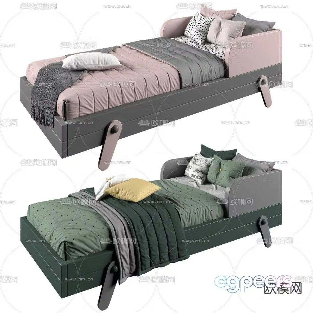 Modern fabric children’s bed 3d model