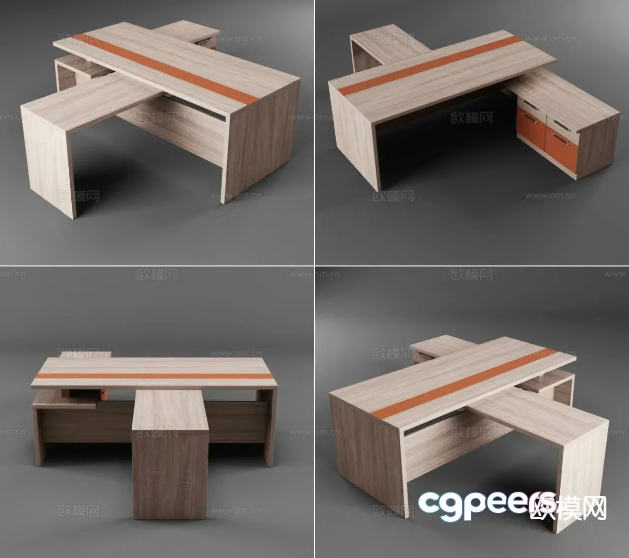 Simple European desk desk desk 3D model