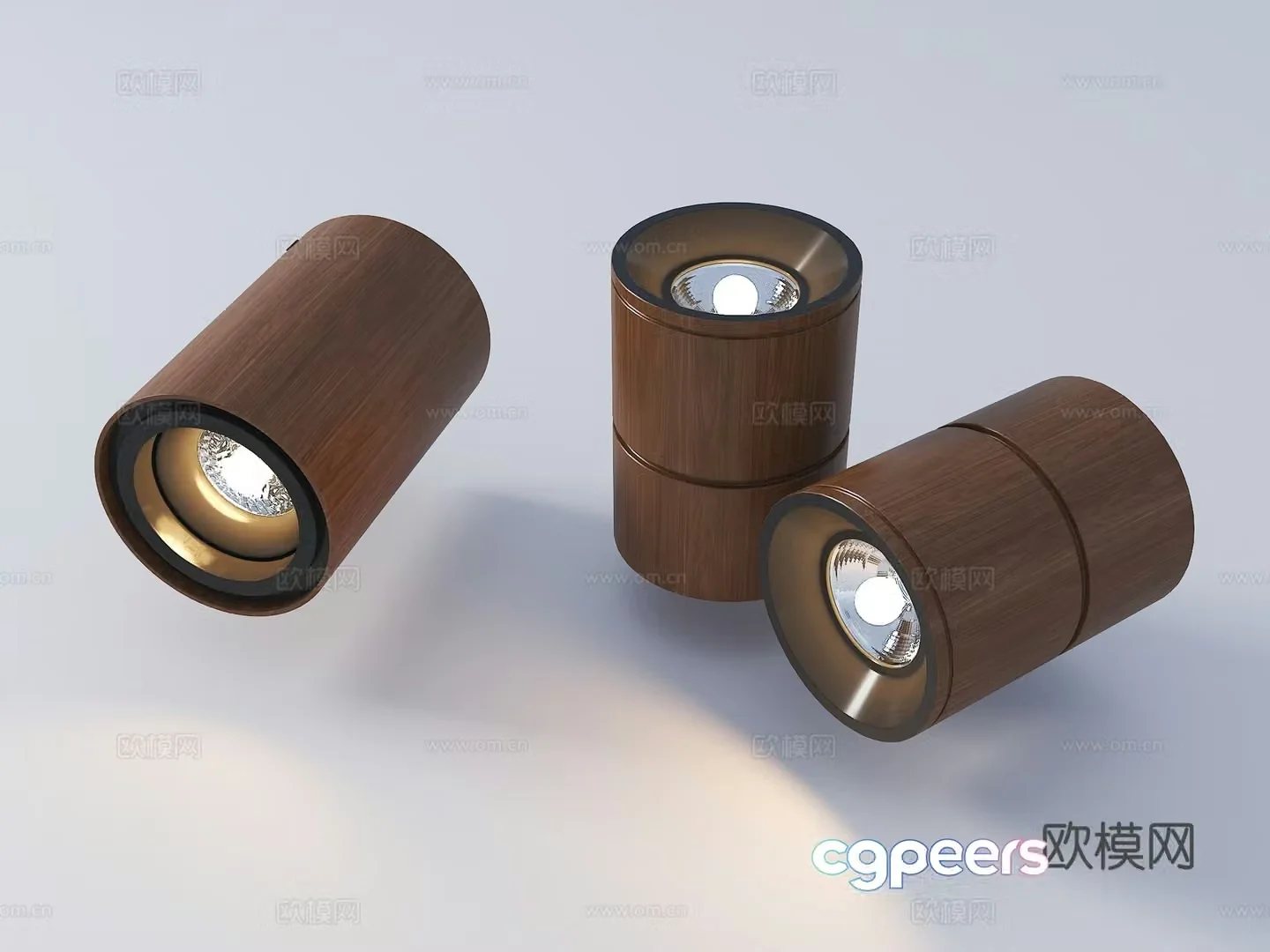 Modern surface-mounted downlight surface-mounted spotlight wood veneer downlight 3D model