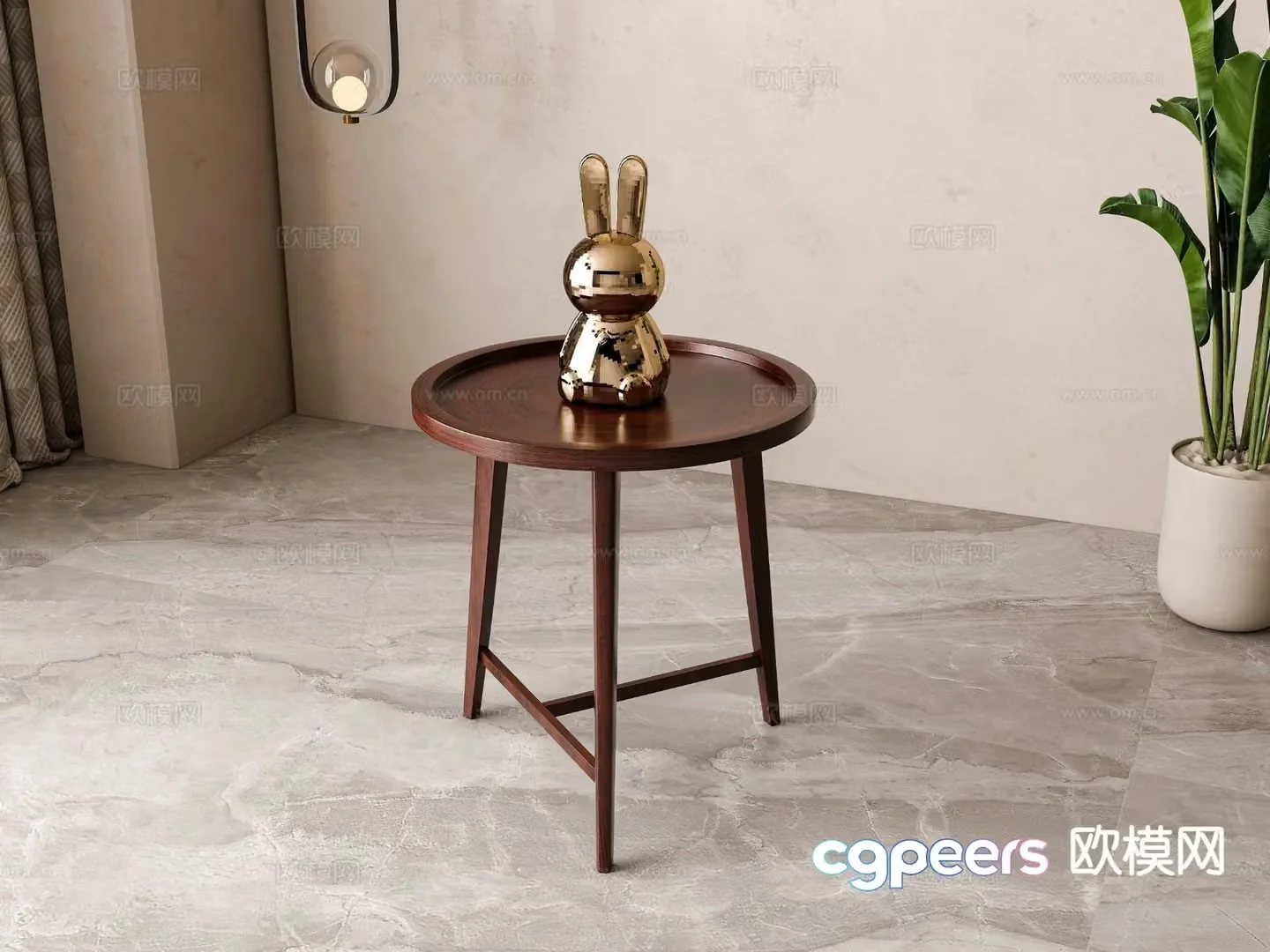 New Chinese style side table and round table 3D model