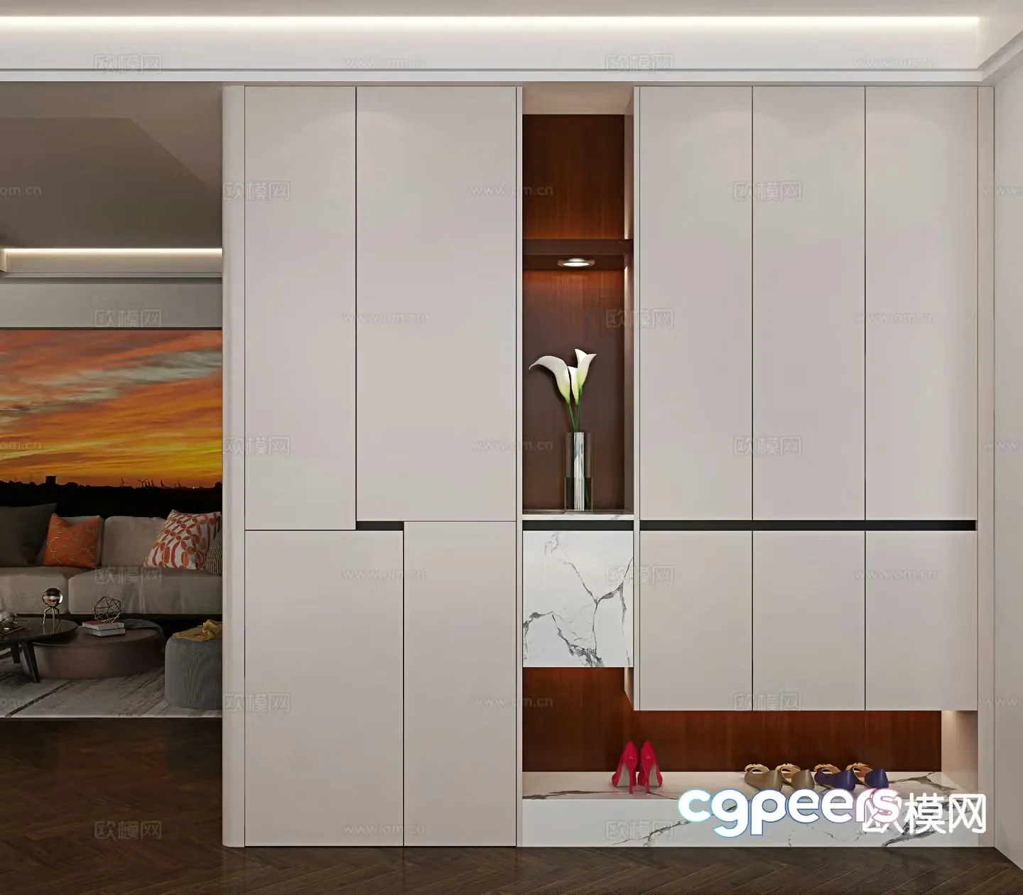 Modern shoe cabinet customized entrance cabinet 3D model