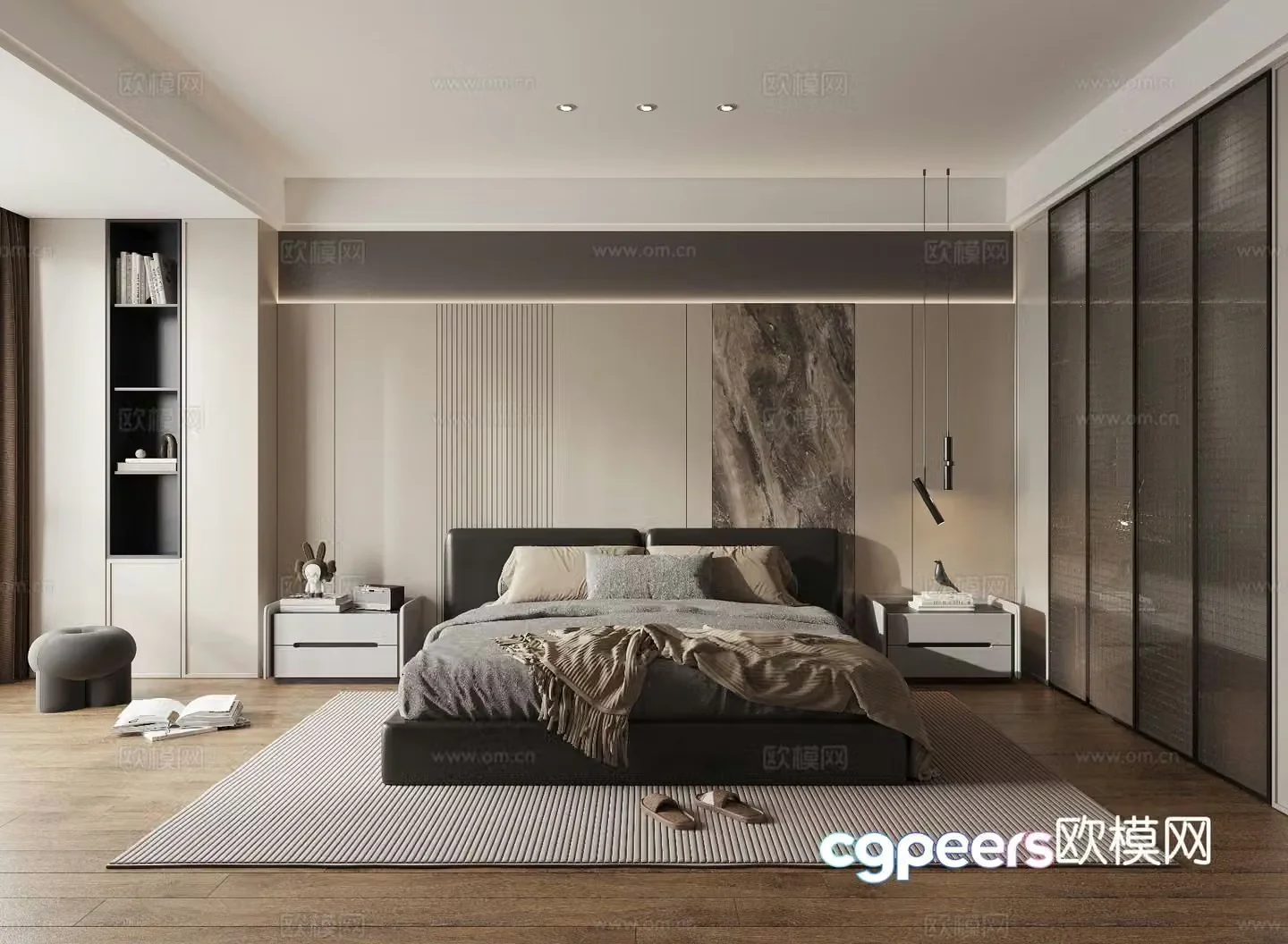 Advanced gray bedroom master bedroom 3d model