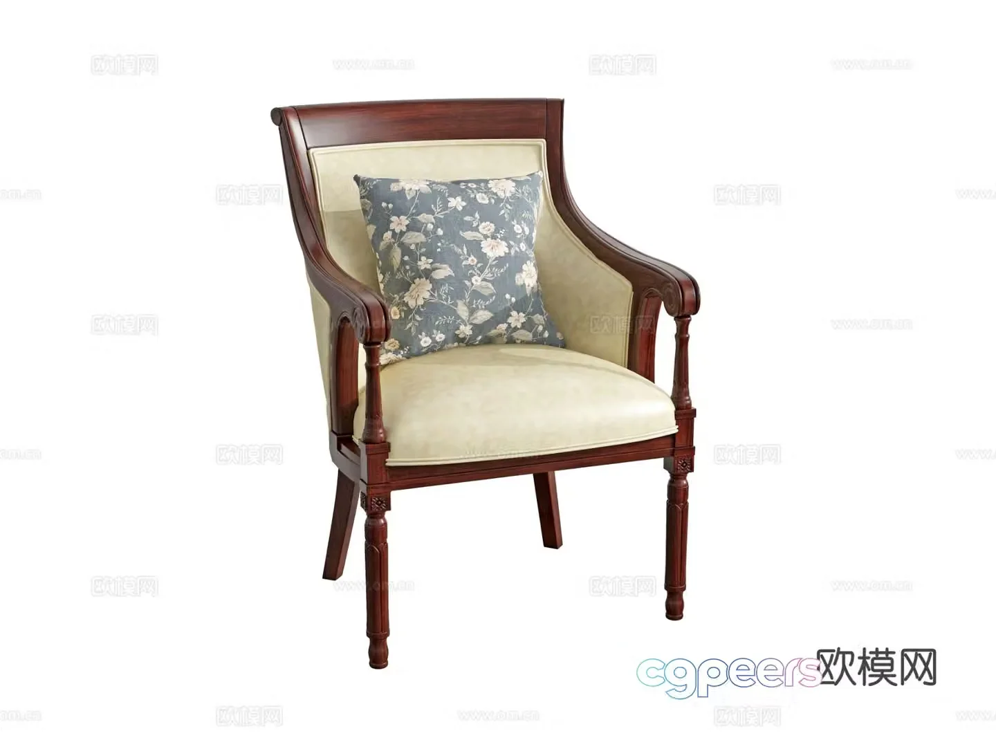 Simple European chair leisure chair 3d model