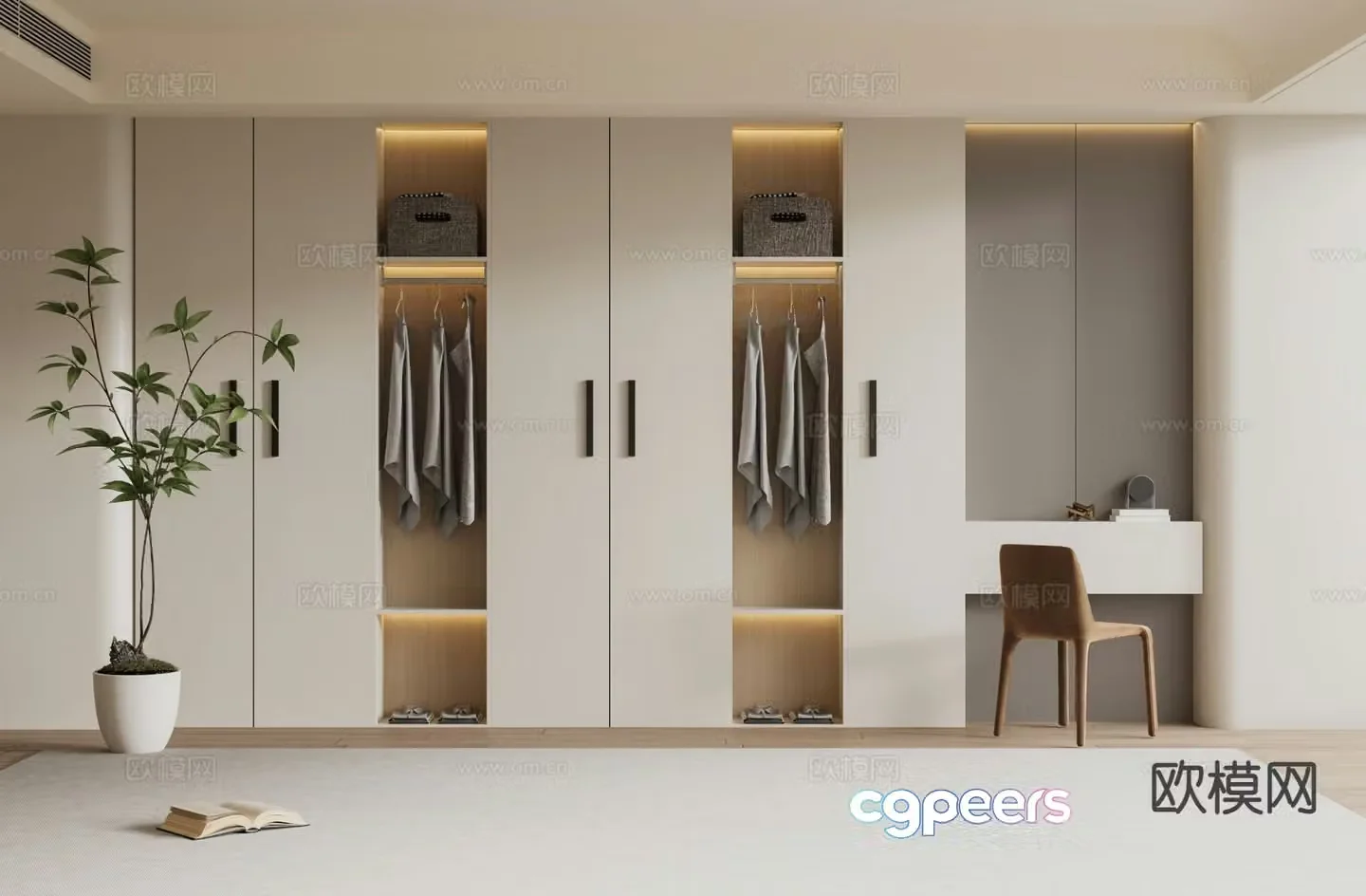 Cream style wardrobe 3d model
