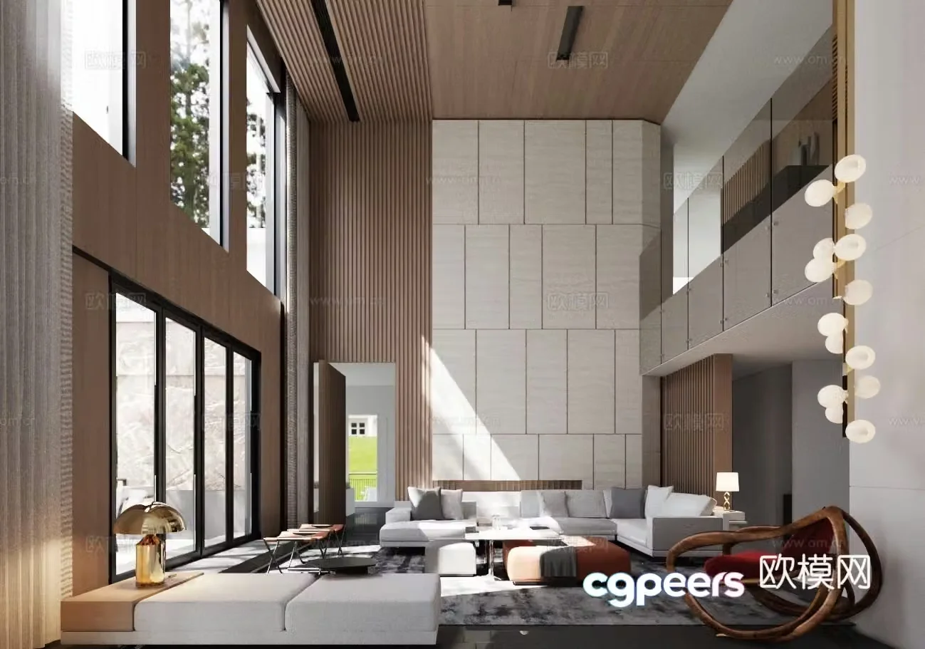 Villa living room villa hollow 3d model