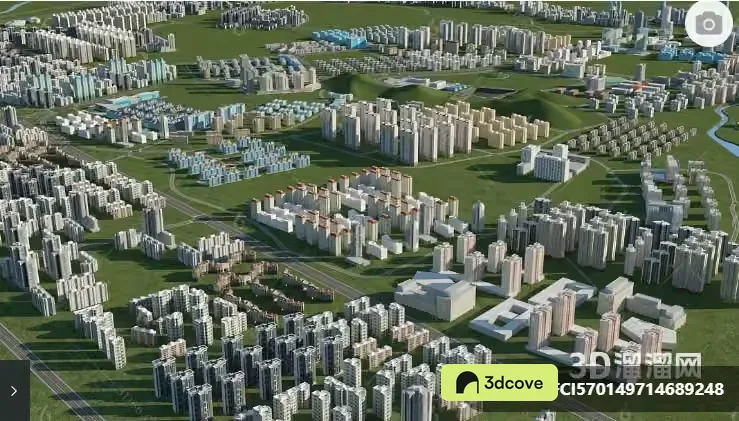 A 3D Cityscape With Tall Buildings