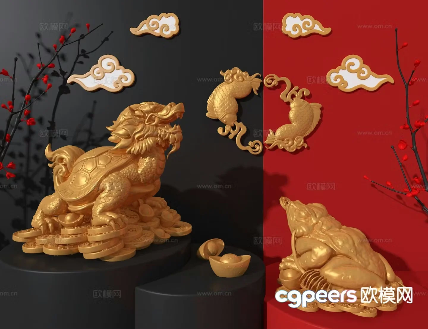New Chinese style lucky beast sculpture 3D model