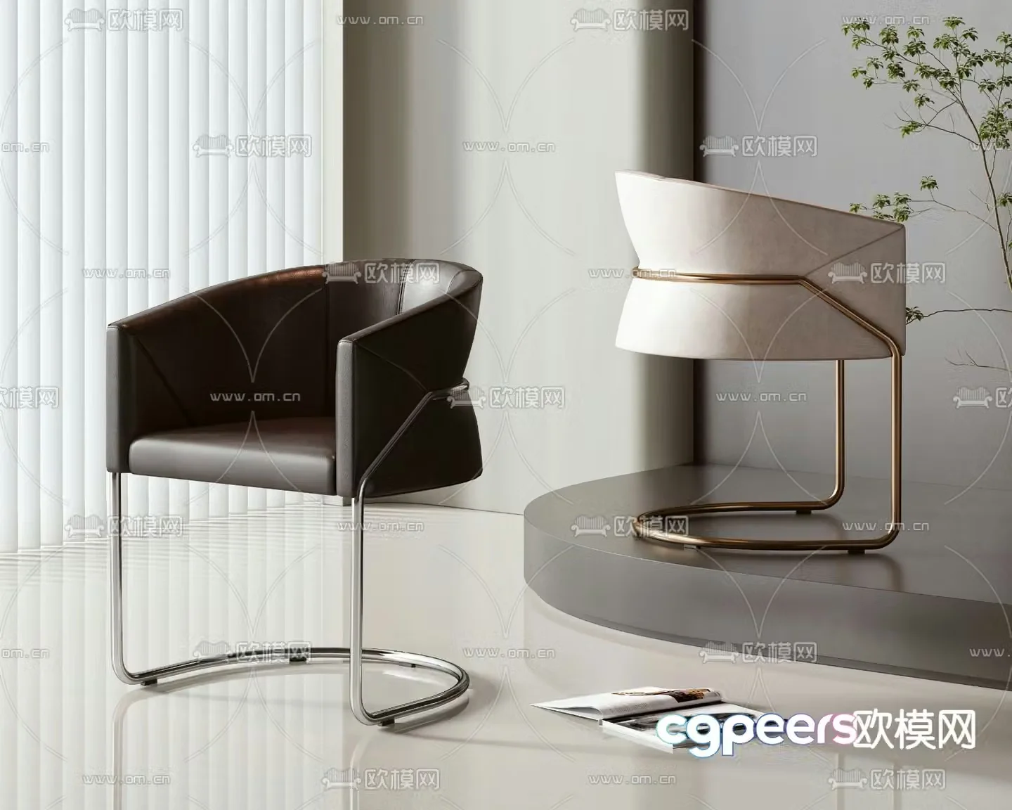 leather chair dining chair 3d model