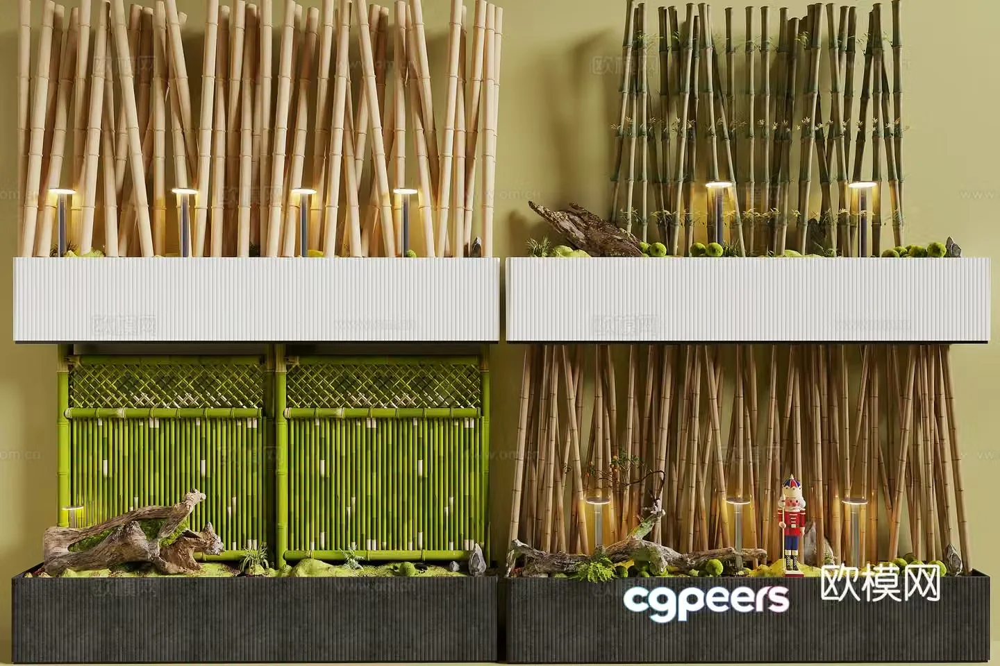 New Chinese style bamboo partition 3D model