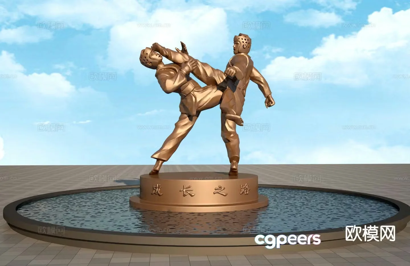 Taekwondo sculpture 3d model