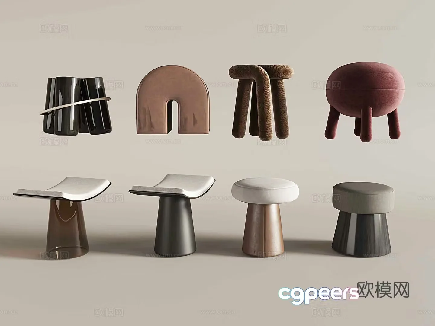 Modern sofa stool shoe changing stool art stool 3d model