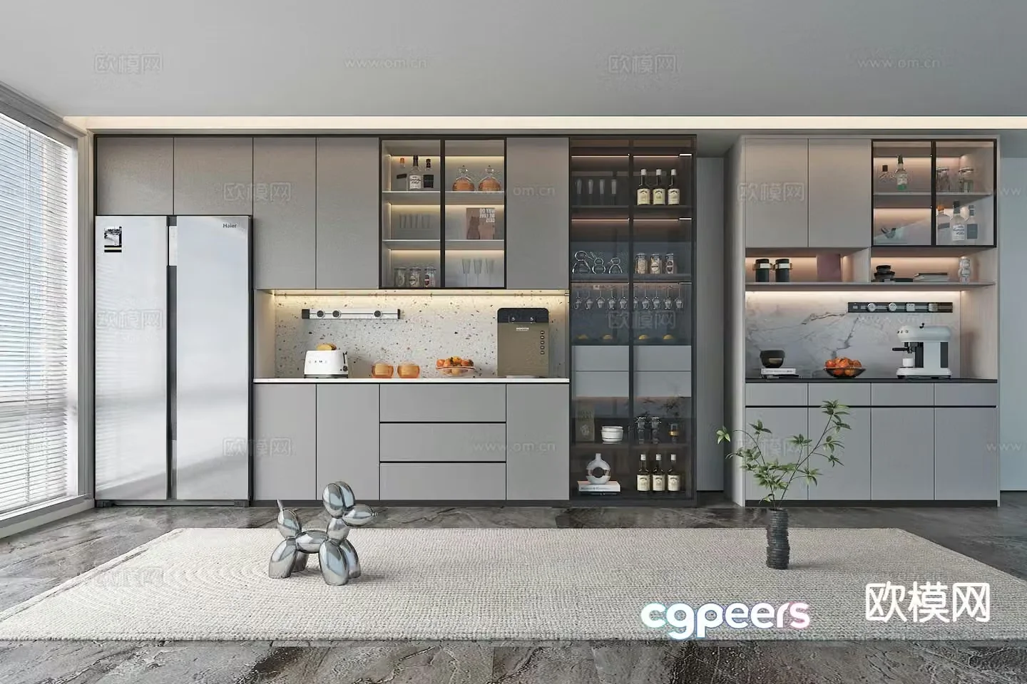 Modern sideboard wine cabinet restaurant cabinet 3d model