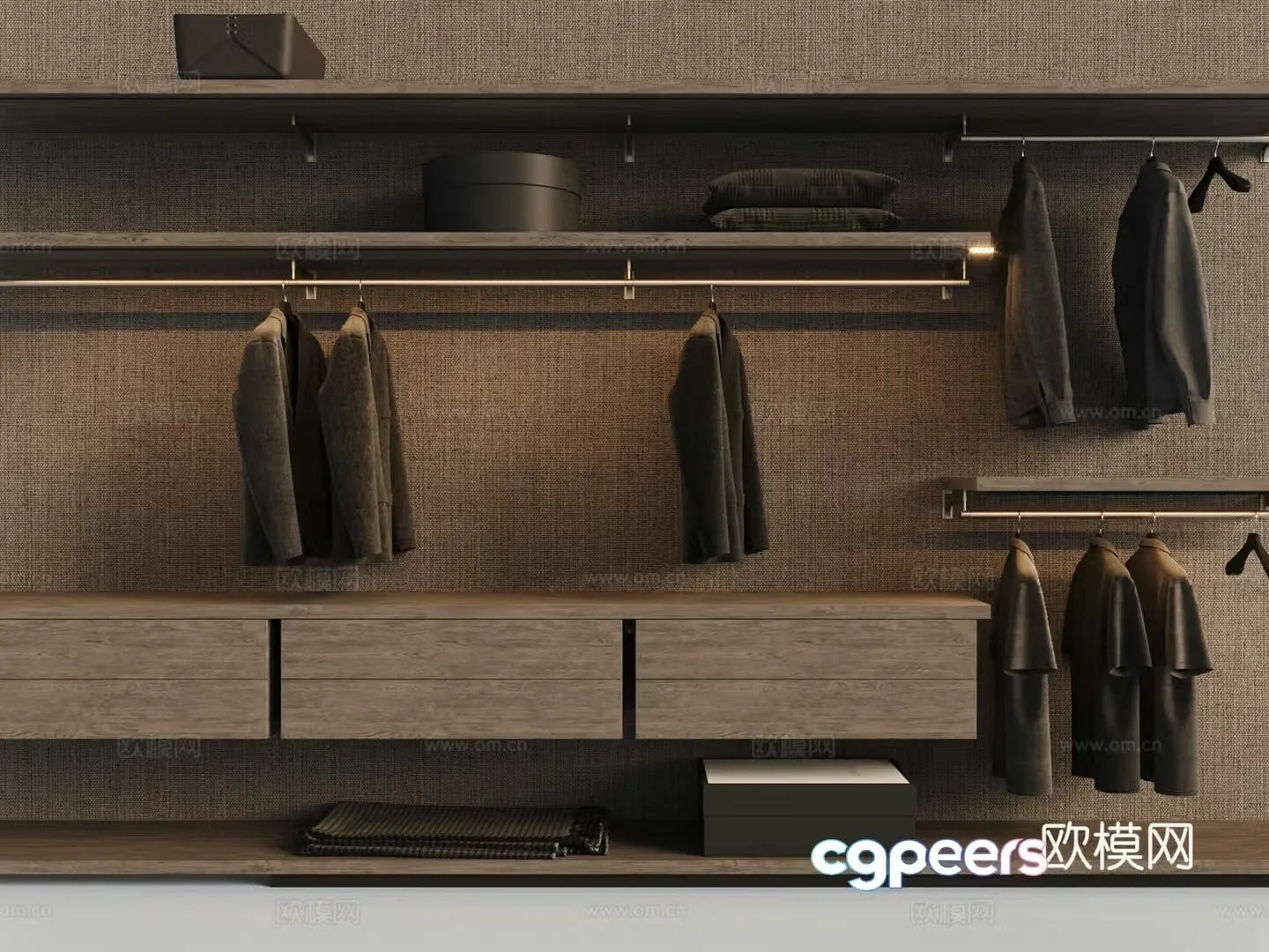 Modern open wardrobe Clothes 3d model