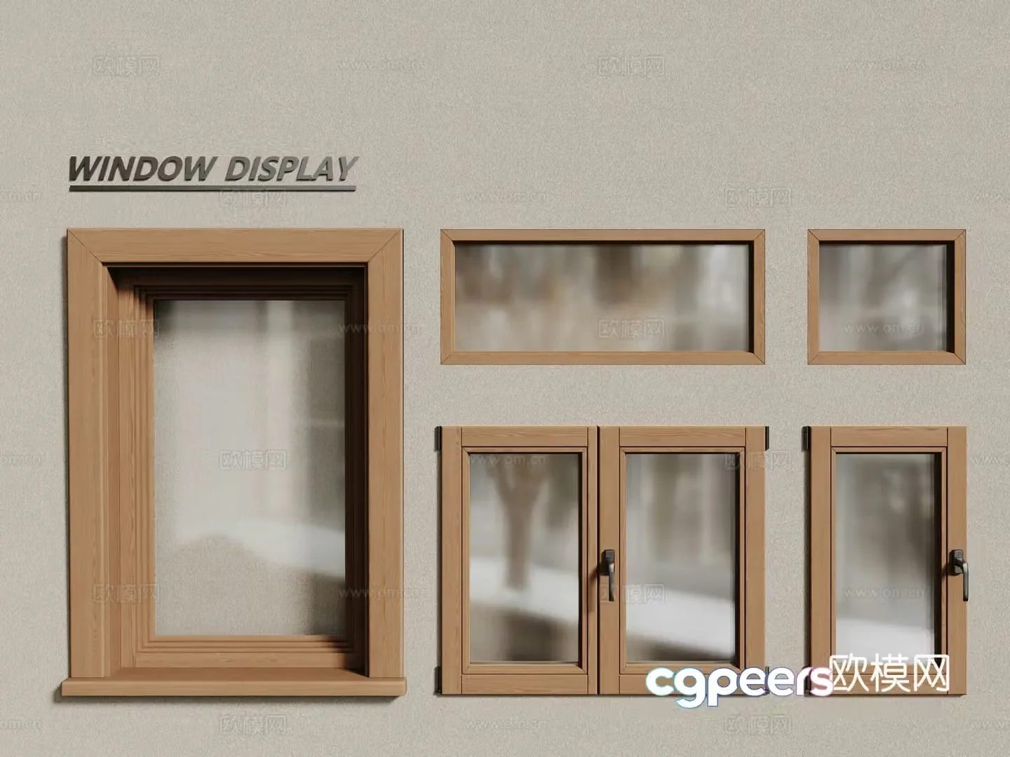 Log window casement window single window 3d model