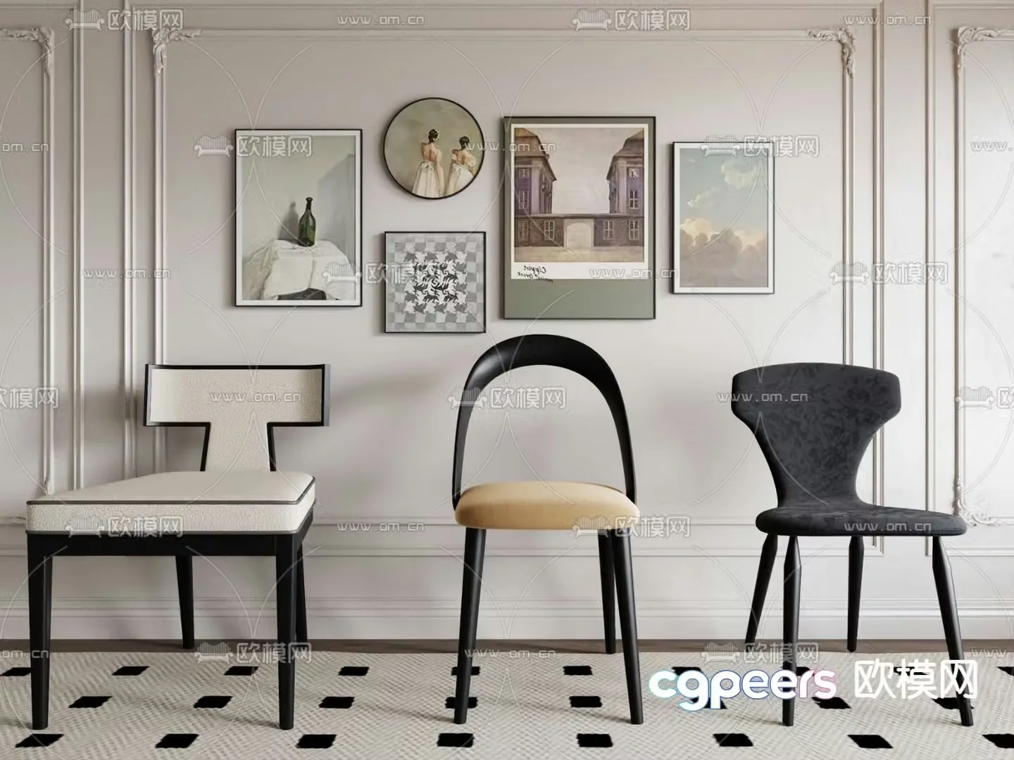 Modern chair dining chair 3d model