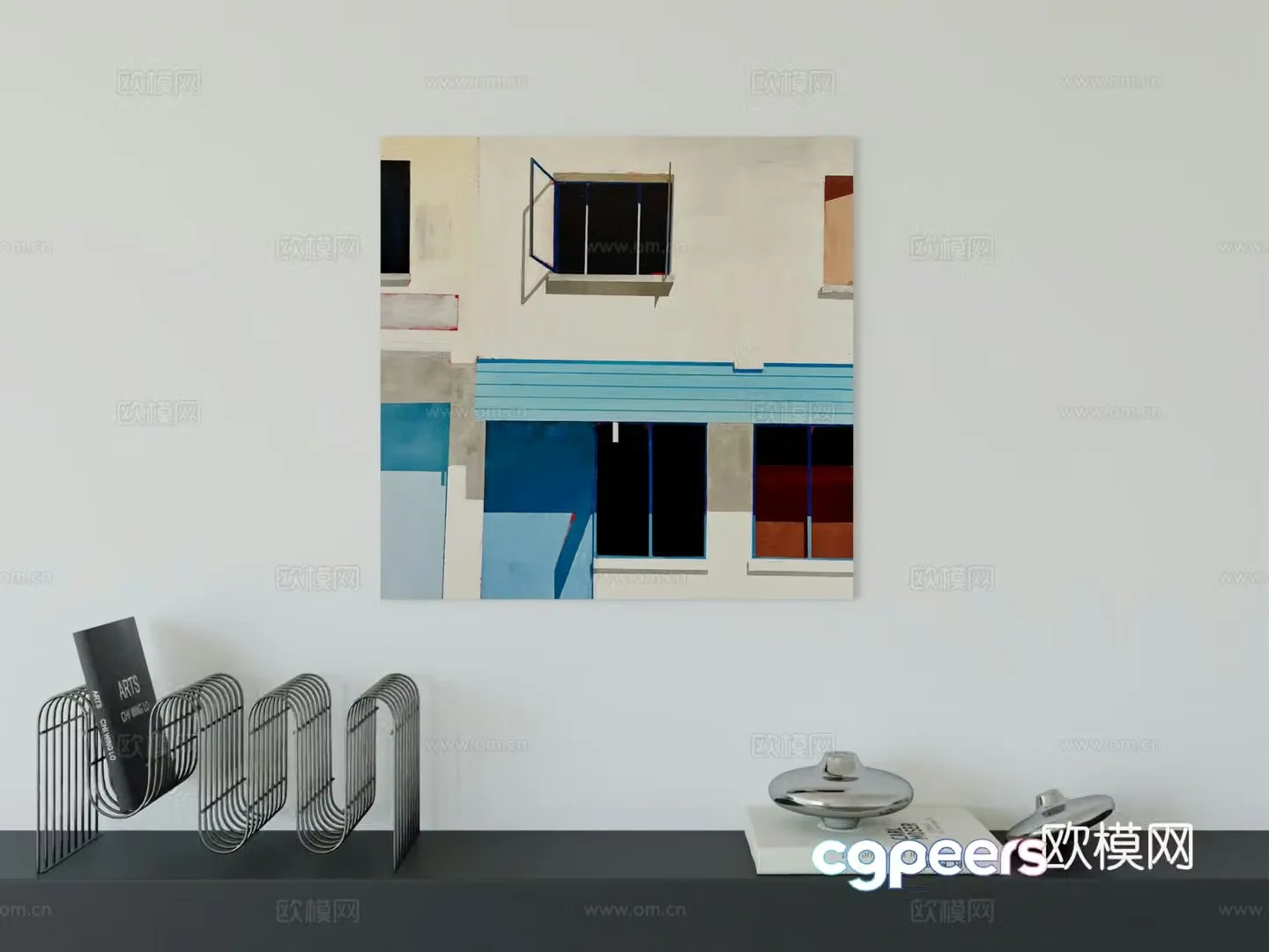 Modern minimalist hanging painting Bauhaus art hanging painting 3d model