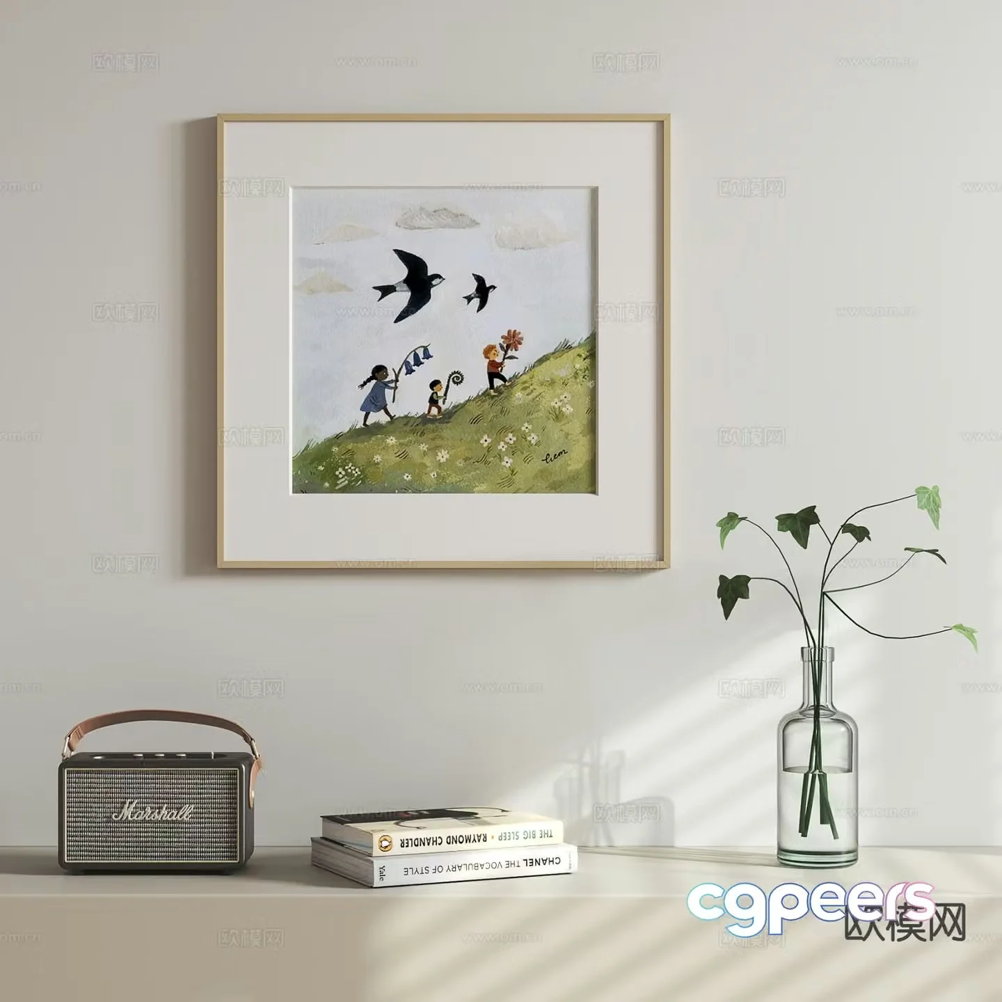 Nordic cartoon hanging painting children’s hanging painting oil painting 3D model