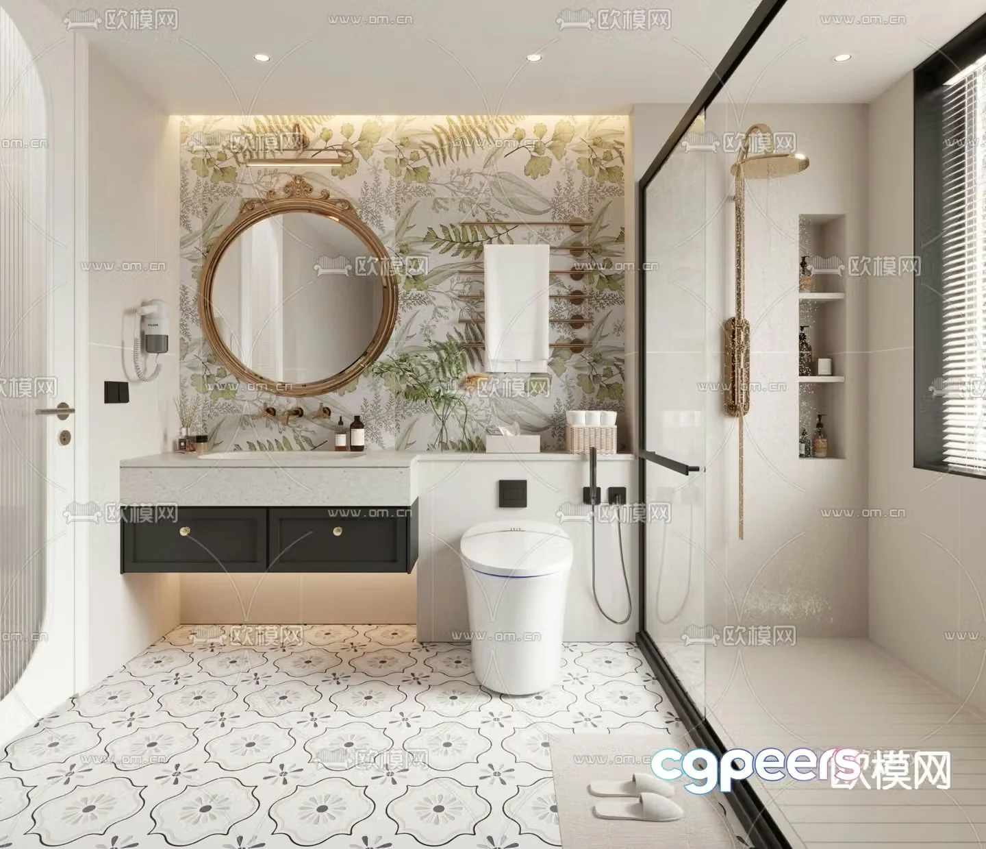 French bathroom bathroom toilet 3d model