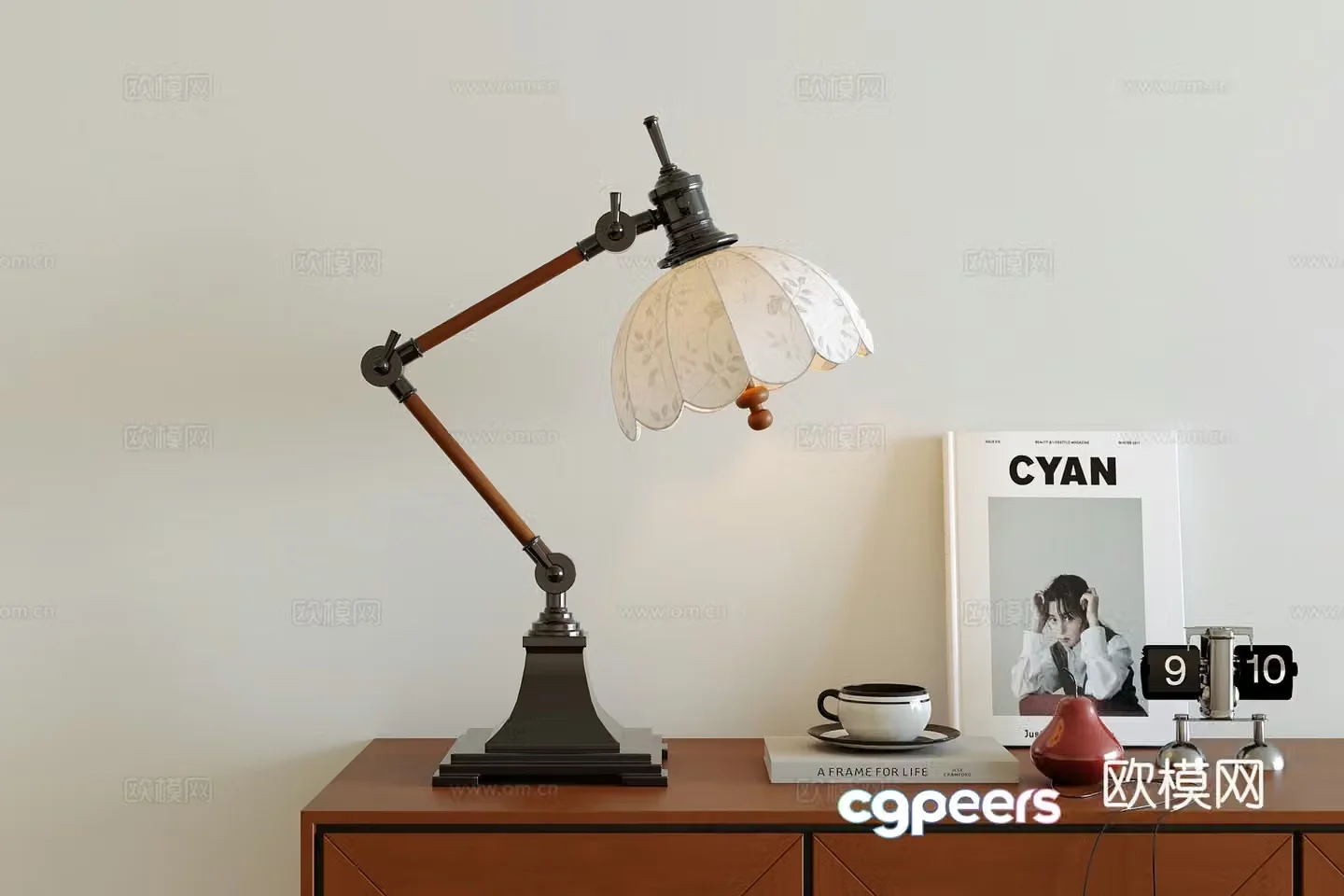 French medieval style table lamp decorative ornaments retro style table lamp 3d model