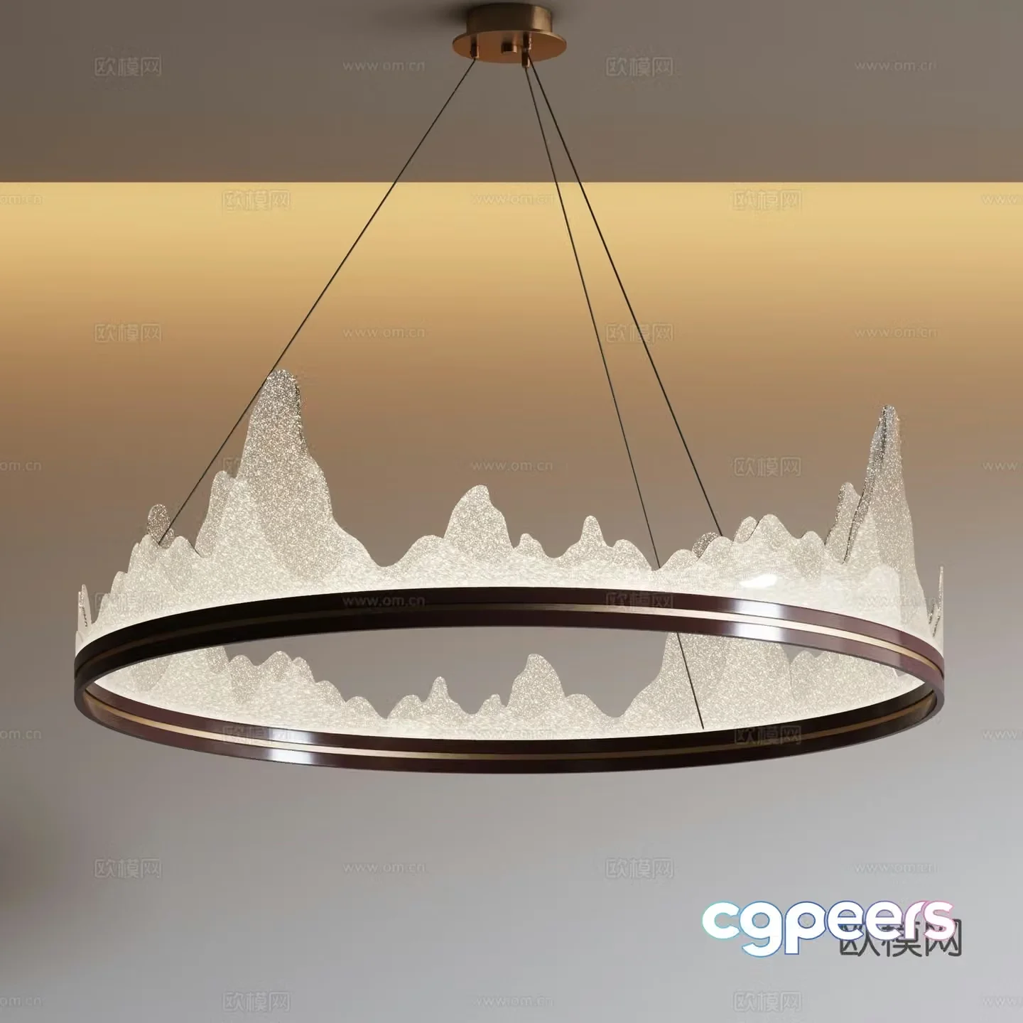 New Chinese style chandelier landscape chandelier 3d model