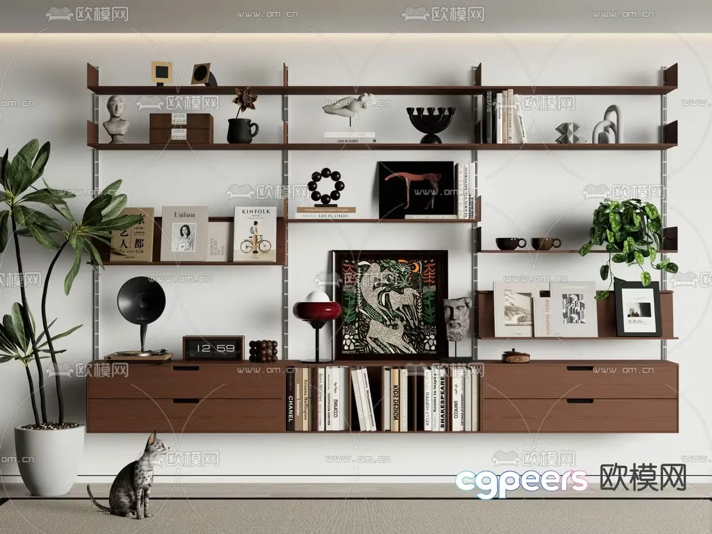 Medieval rail bookshelf storage rack decorative rack 3d model