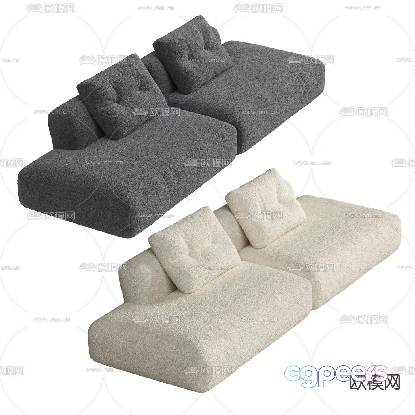 Double sofa upholstered sofa 3d model