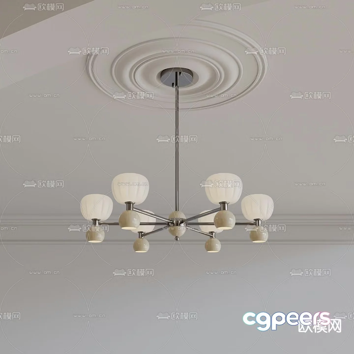 Cream style chandelier hall chandelier 3d model