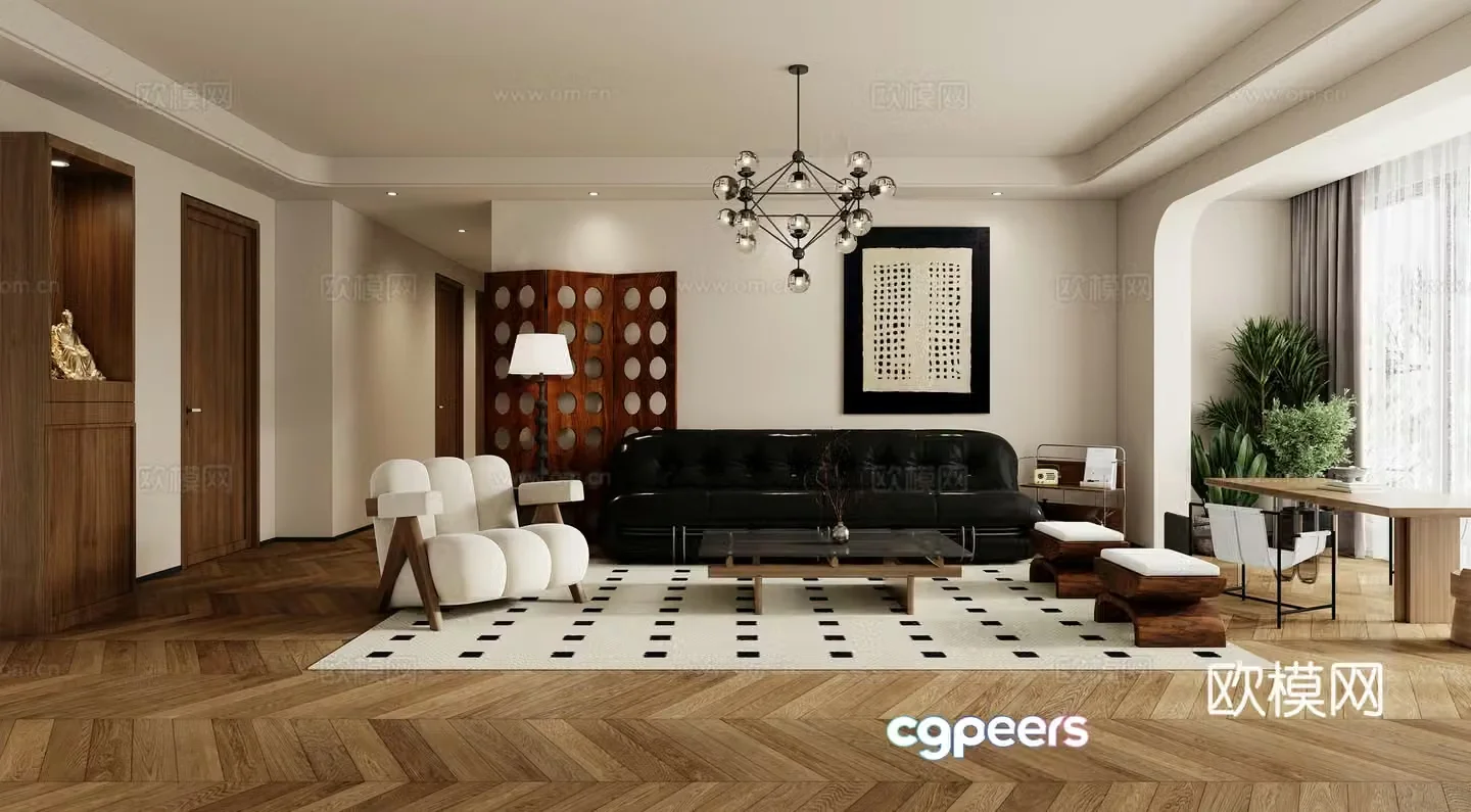 Middle-aged living room 3d model