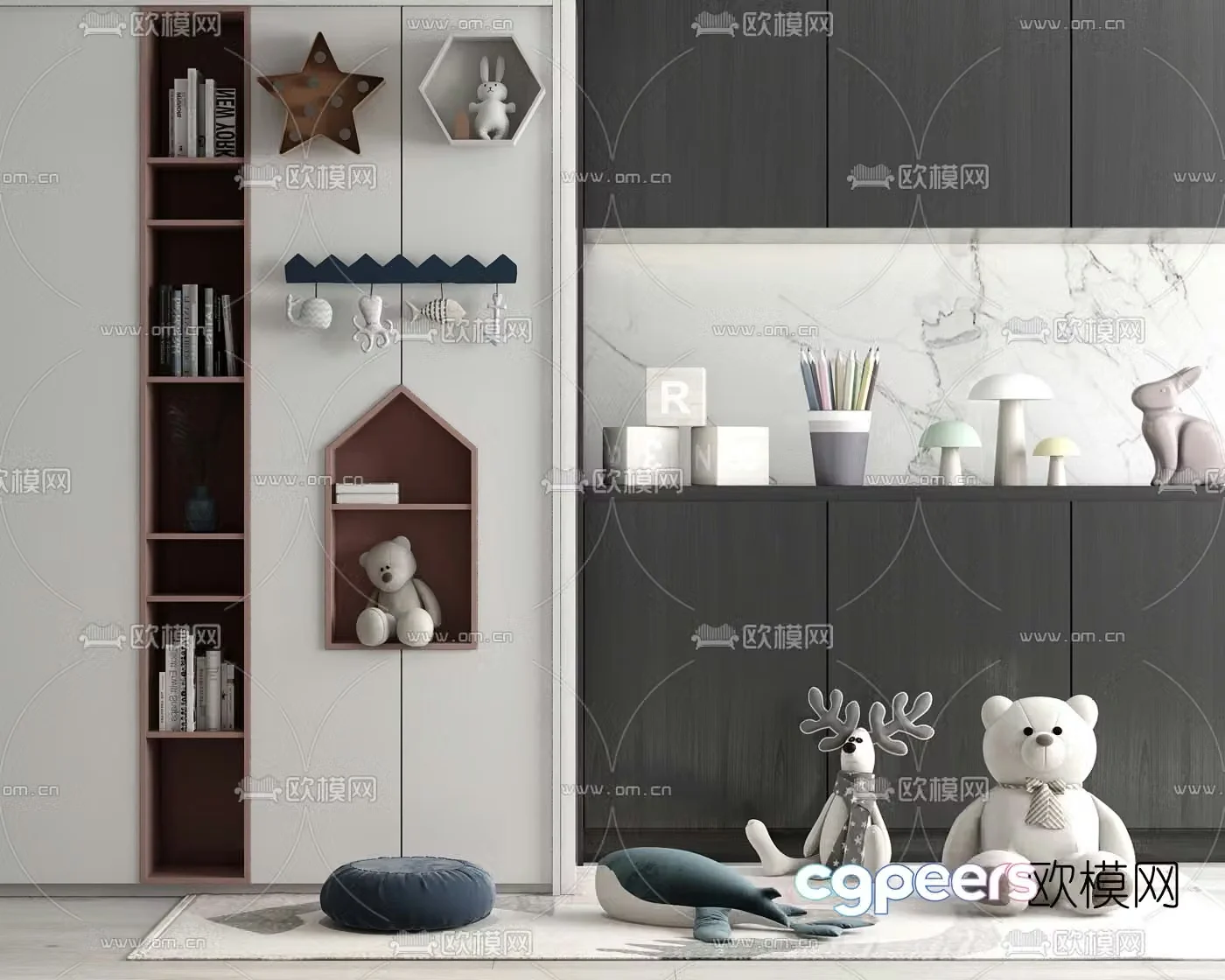 Modern children’s cabinet doll 3d model