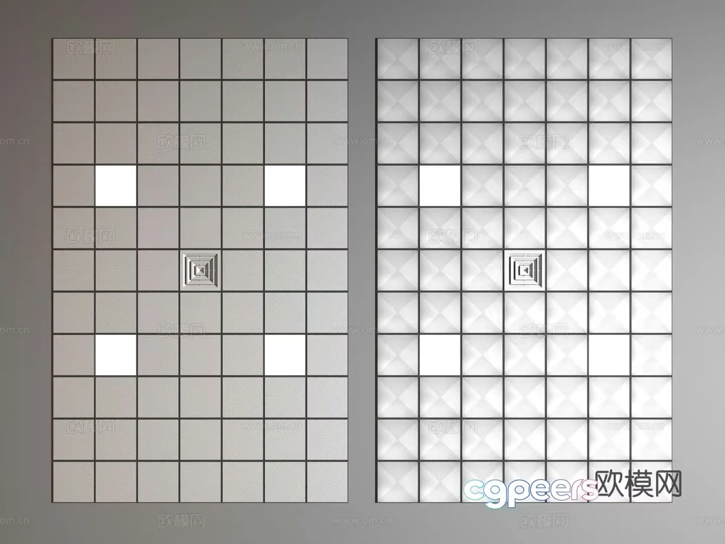 Modern aluminum buckle ceiling 3D model