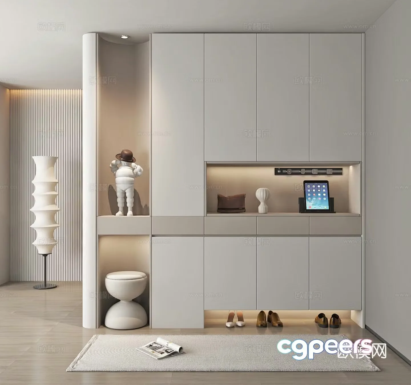Modern porch cabinet shoe cabinet partition shoe cabinet 3d model