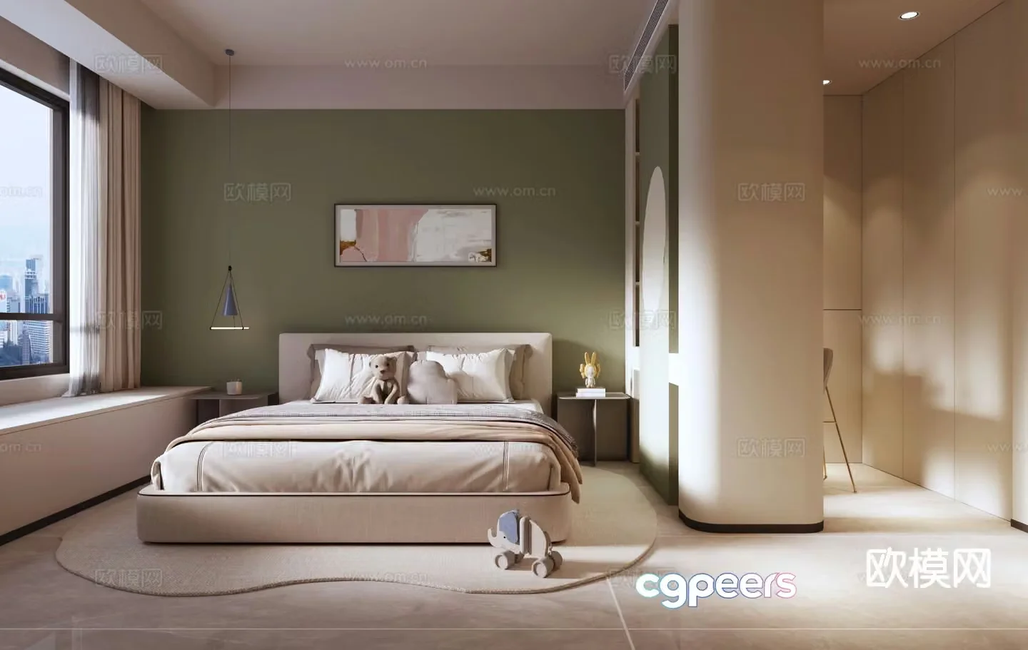 Modern bedroom girls room 3d model