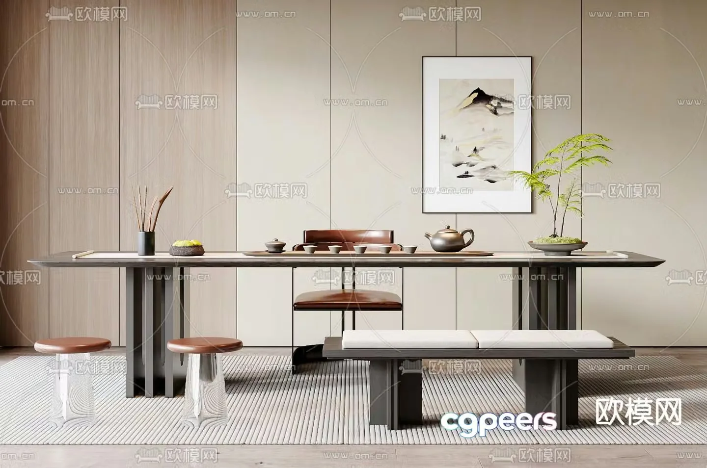 Modern tea table tea table 3d model