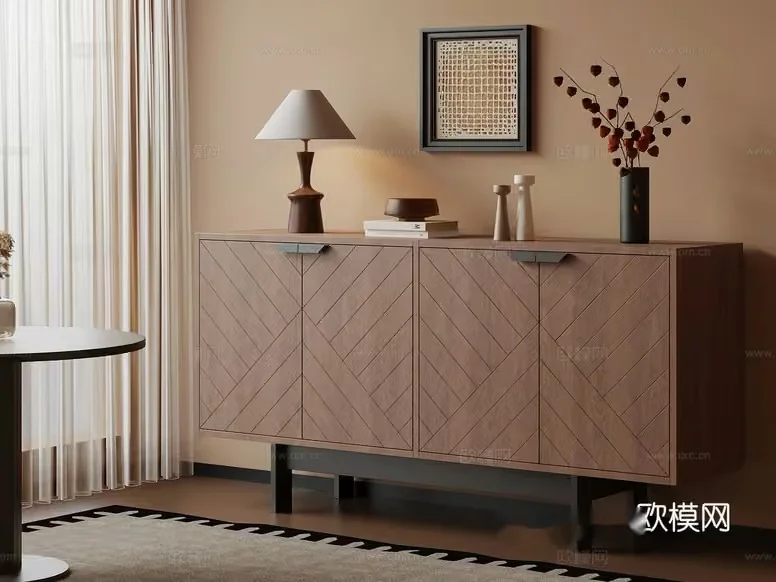 Mid-Century Modern Sideboard 3D Model – 6038 – VRAY Render