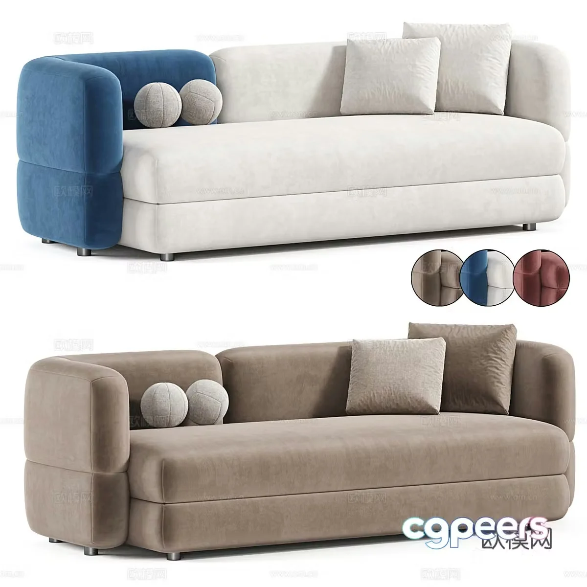 Modern Creamy Brera Sofa 3d Model