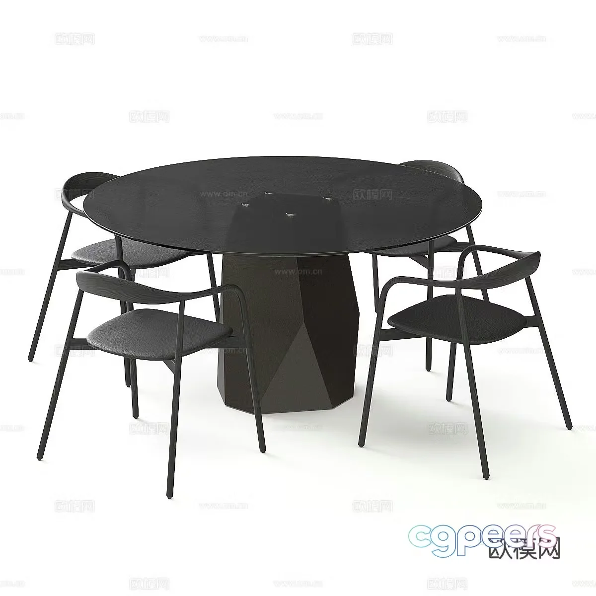 Italian dining table and chairs round dining table 3d model