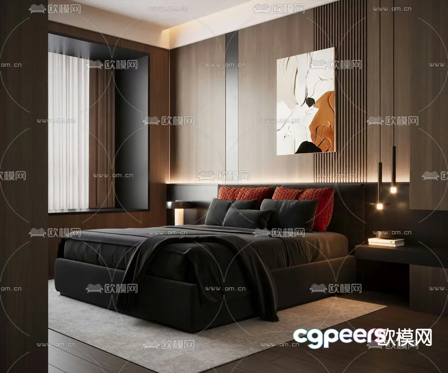 Italian double bed 3d model