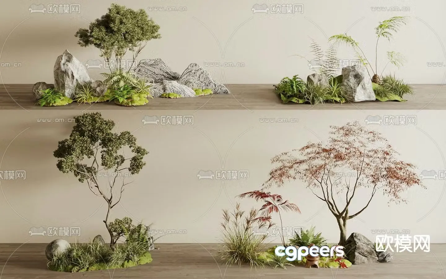 Green plant landscaping courtyard sketch 3D model