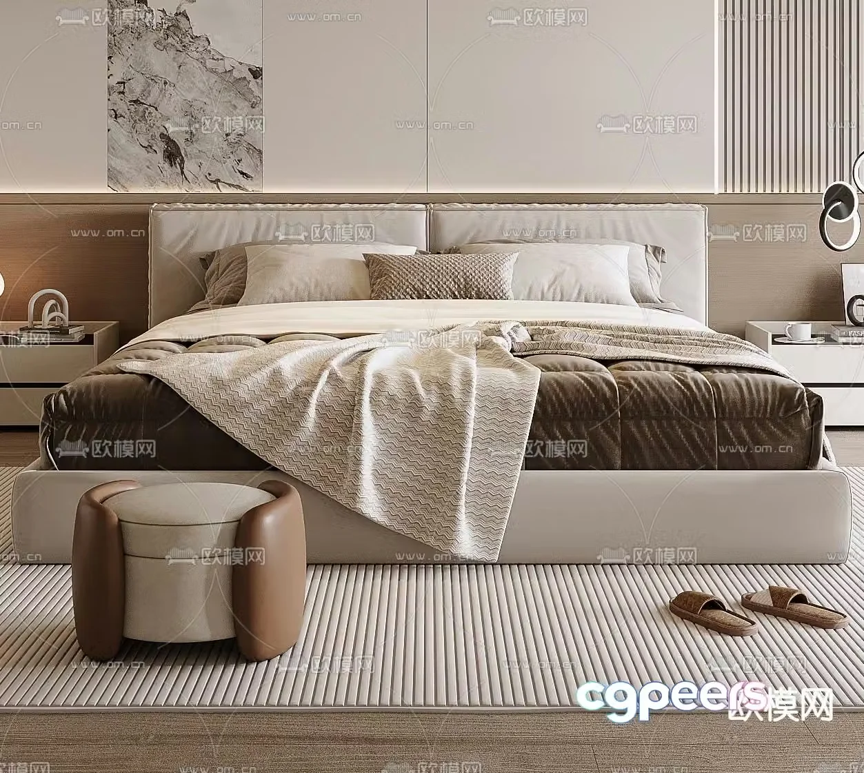 Modern double bed 3d model