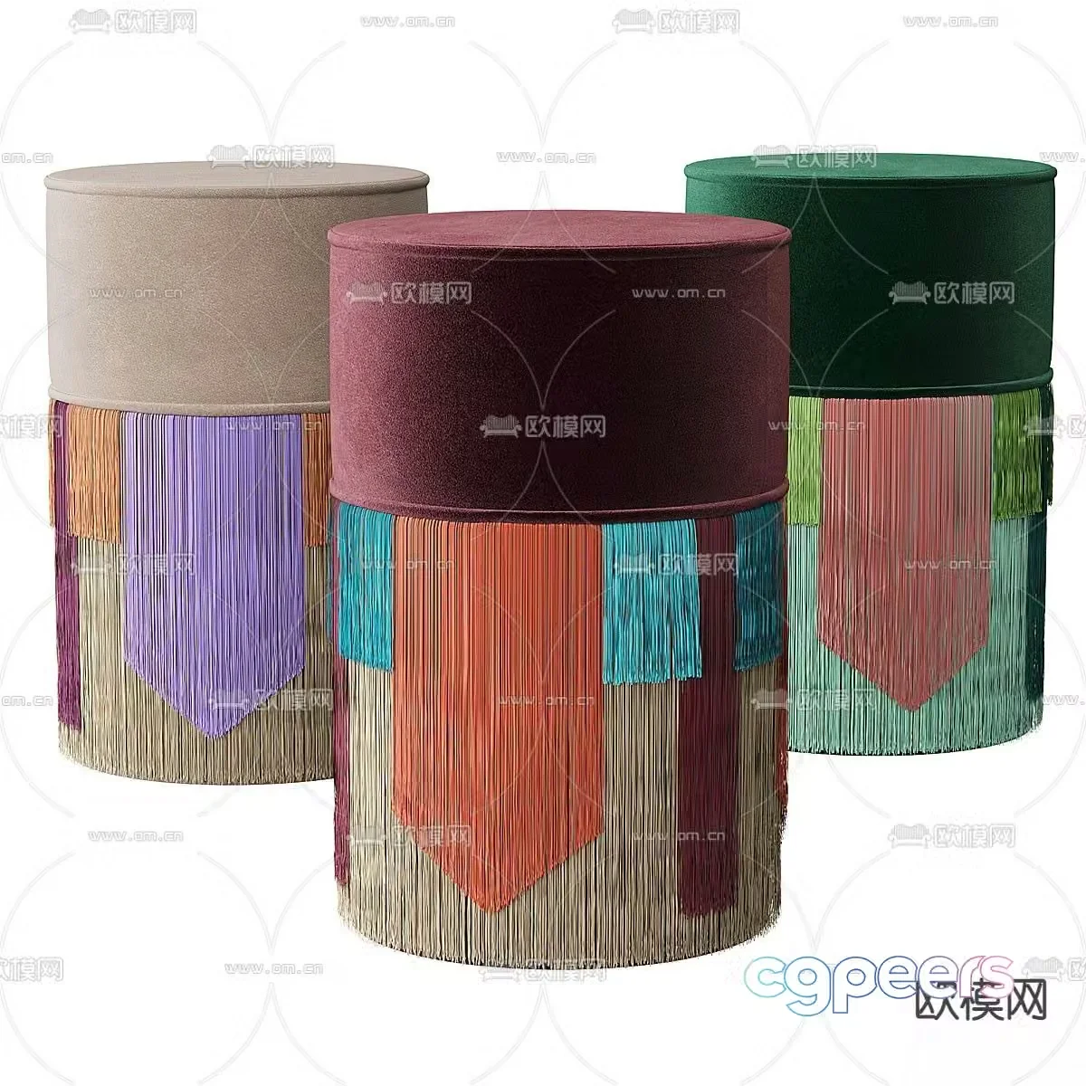 Sofa stool low stool shoe changing stool 3D model