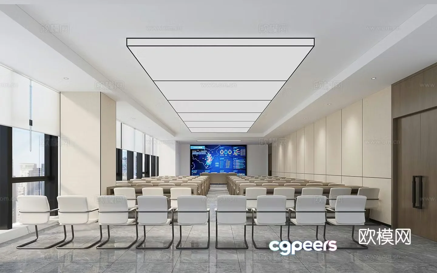 Modern multimedia conference room 3d model