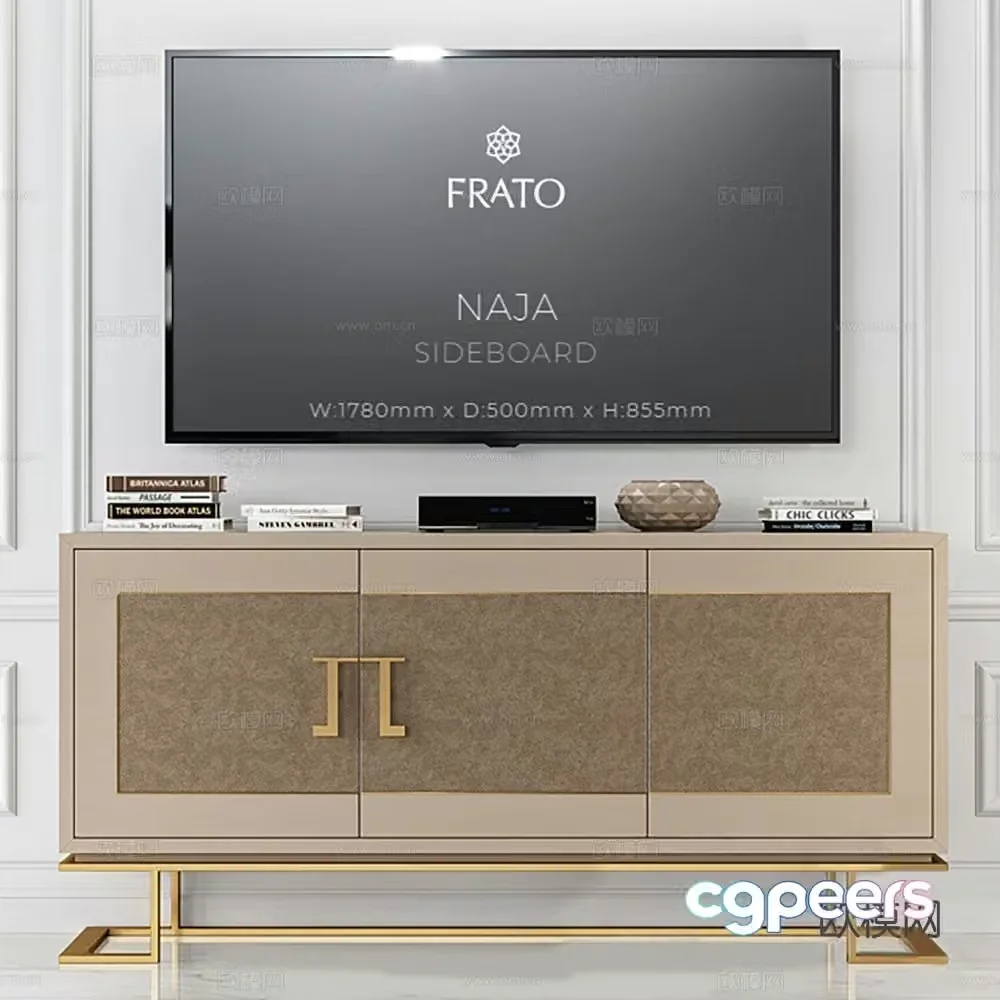 Light luxury TV cabinet 3D model