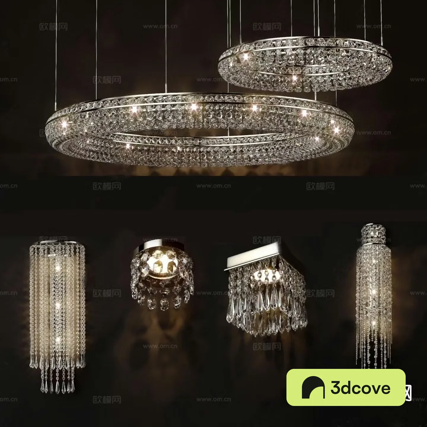 Modern crystal lamp ring chandelier