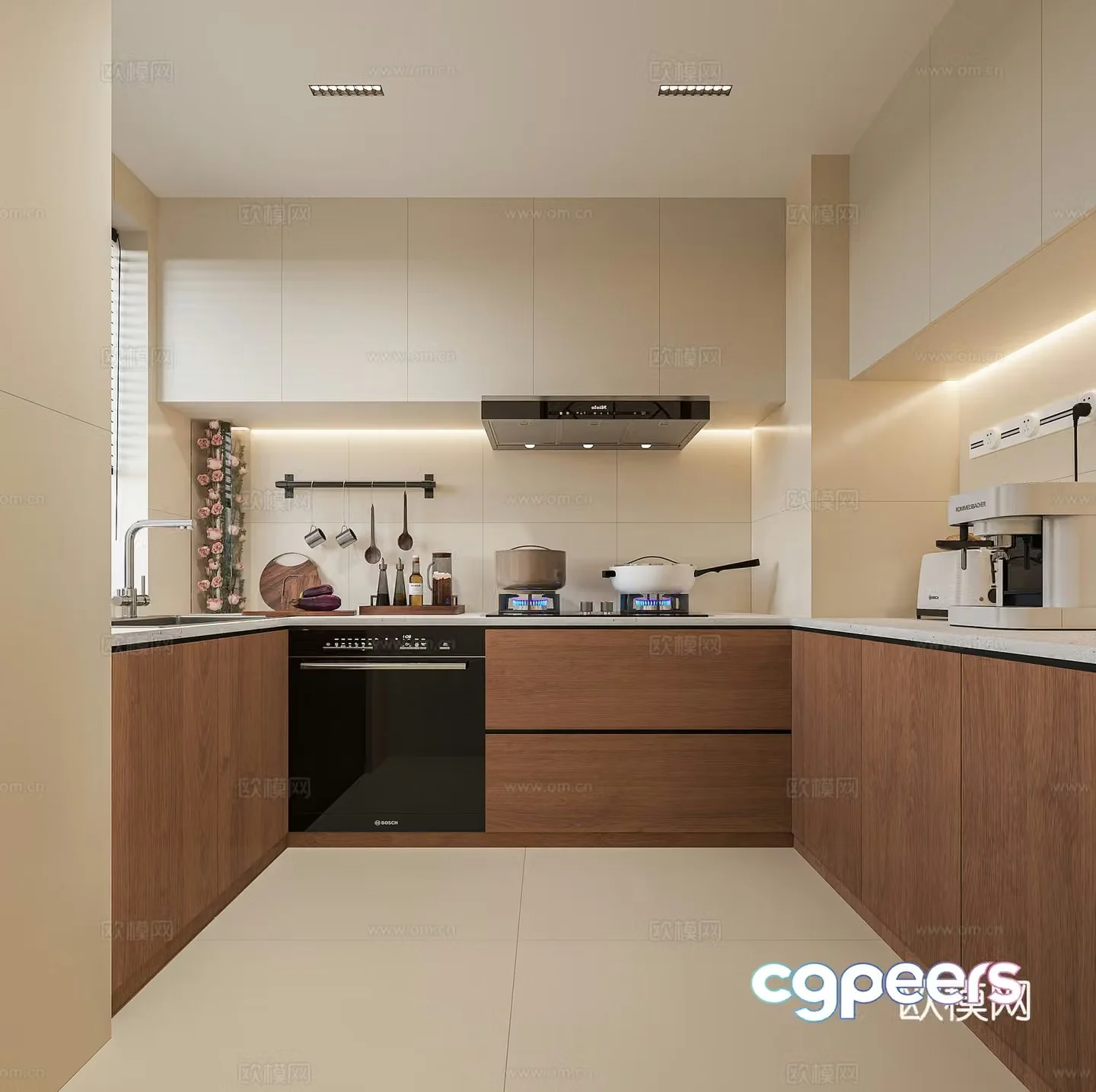 Middle style kitchen 3d model